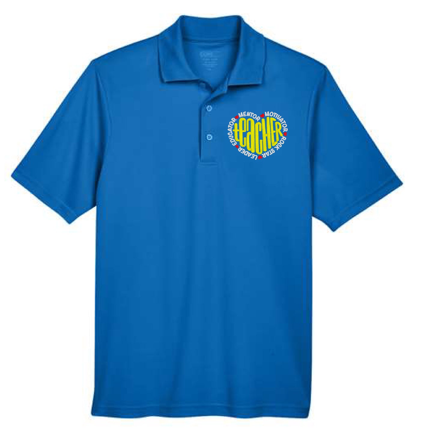 Teacher Love Embroidered Polo