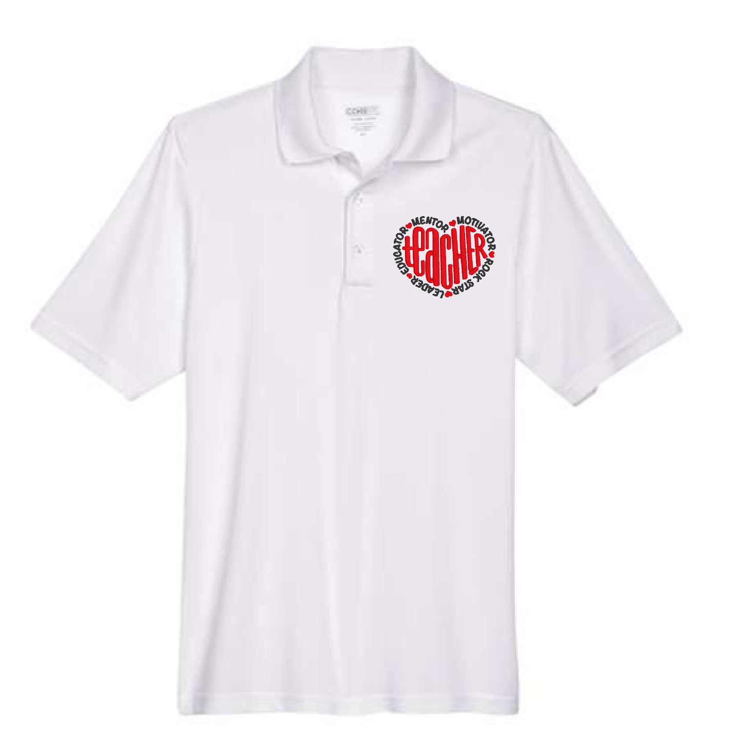 Teacher Love Embroidered Polo